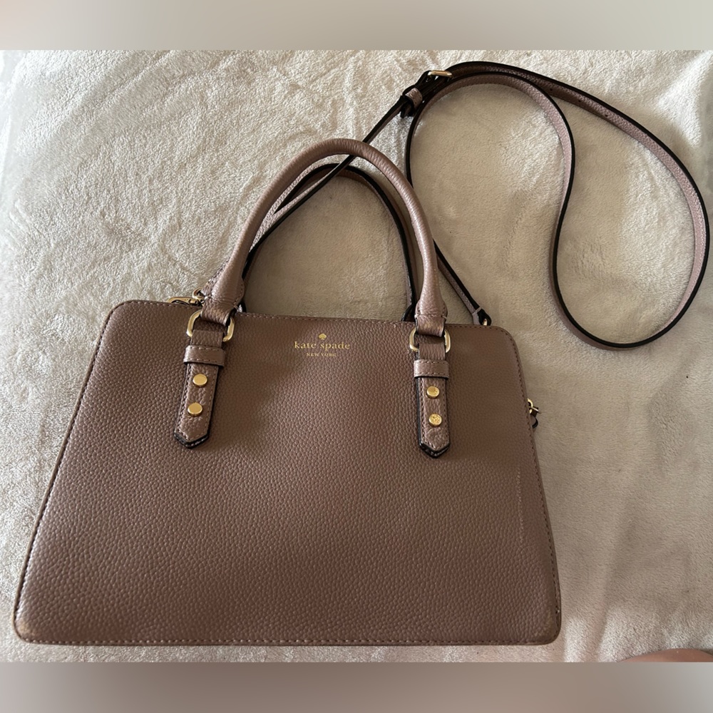 kate spade Taupe Pebbled Leather Crossbody Satchel